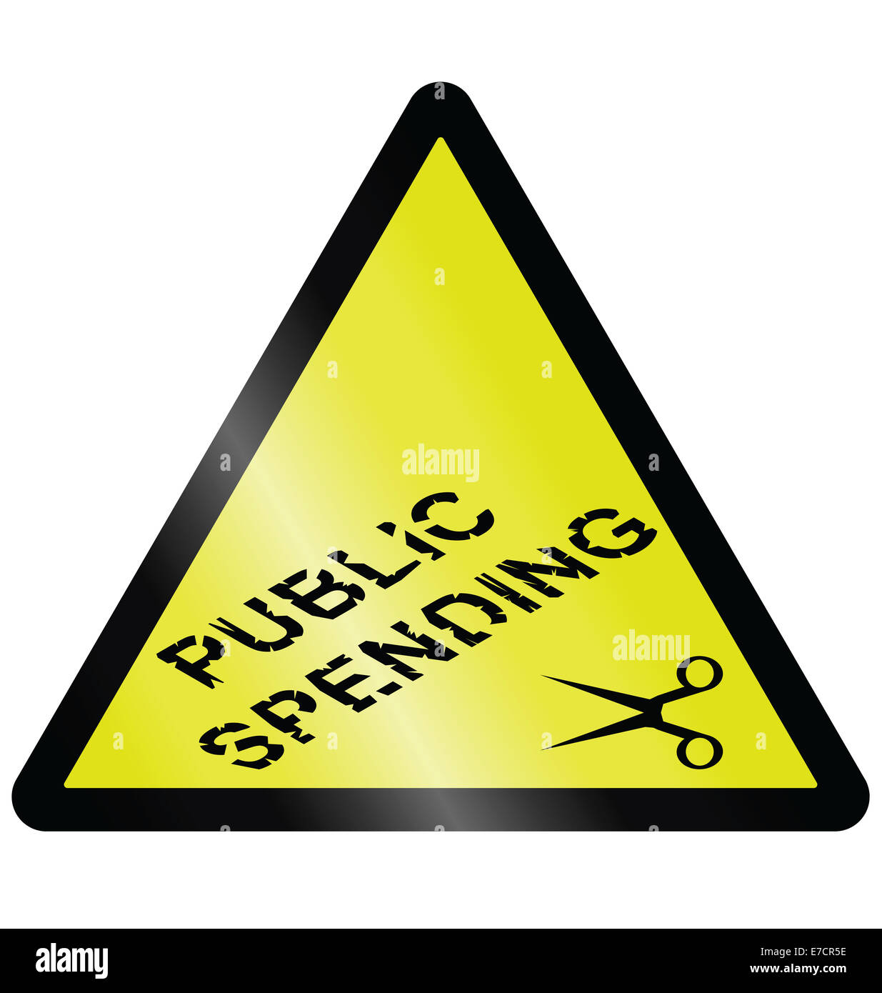 Public spending cuts hazard warning sign Stock Photo Alamy