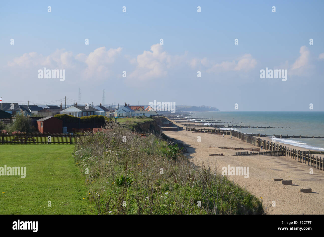 Cliffside housing Bacton, Norfolk Sep 2014. Much housing was destroyed ...