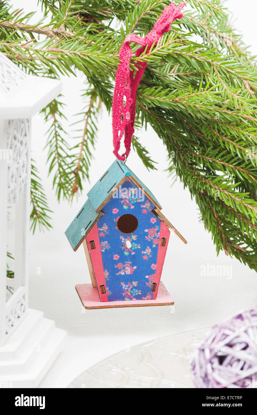 Christmas toy birdhouses Stock Photo Alamy