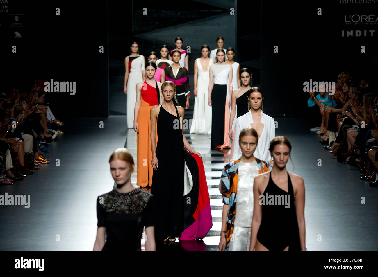 Models pose at the Juanjo Oliva Fashion Show during the Fashion Week ...
