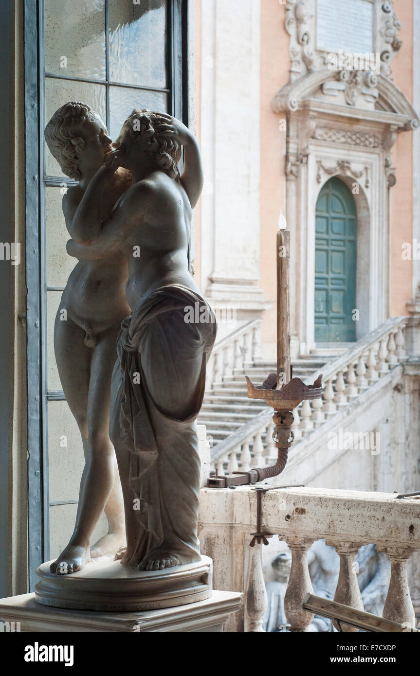 Rome. Italy. Capitoline Museums. Statue of Cupid and Psyche. Stock Photo