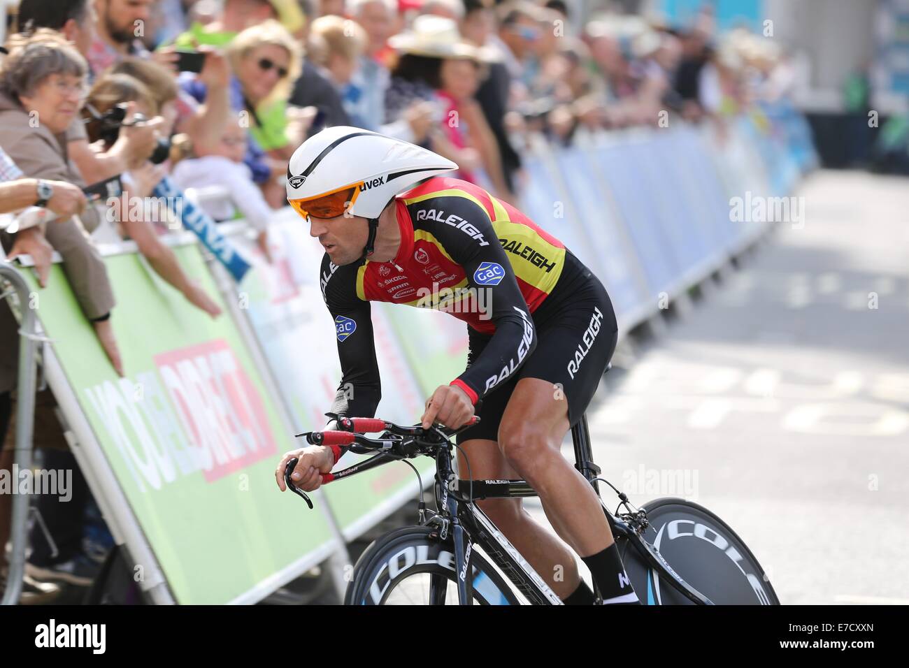 London, UK. 14th September 2014. 2014 Tour of Britain, Stage 8a. Individual Time Trial.  Yanto Barker Credit:  Neville Styles/Alamy Live News Stock Photo