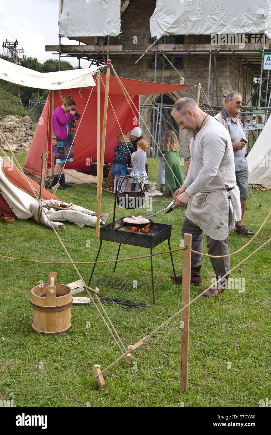 Bradwell Abbey, Milton Keynes, UK. Heritage Open Day. Cooking the