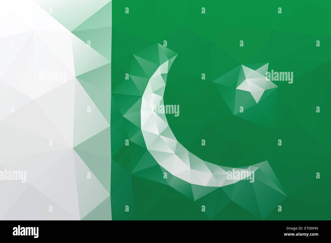 Pakistani flag - triangular polygonal vector pattern Stock Photo