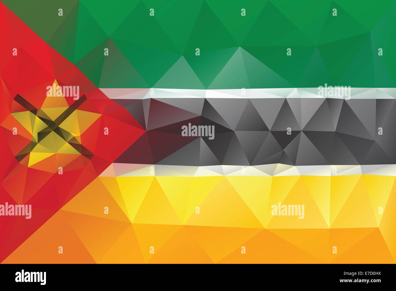 Mozambique flag - triangular polygonal vector pattern Stock Photo