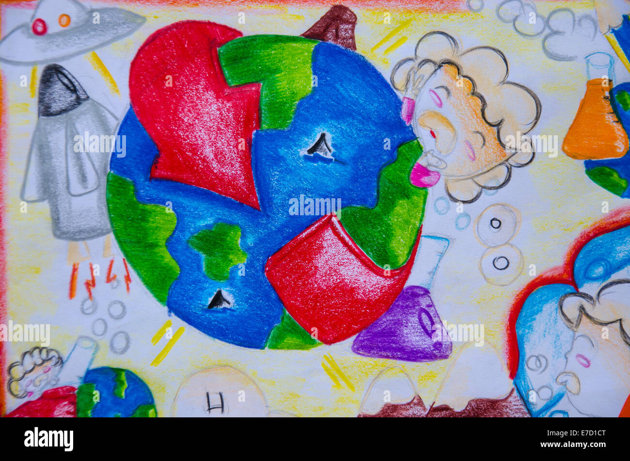 painting of earth pollution Stock Photo - Alamy
