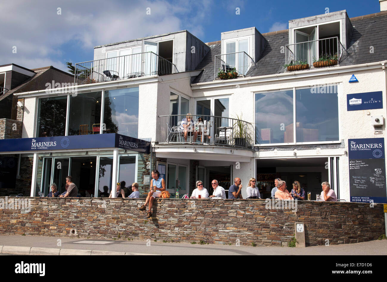 The Mariners bar overlooking the beach at Rock, Cornwall, England, U.K