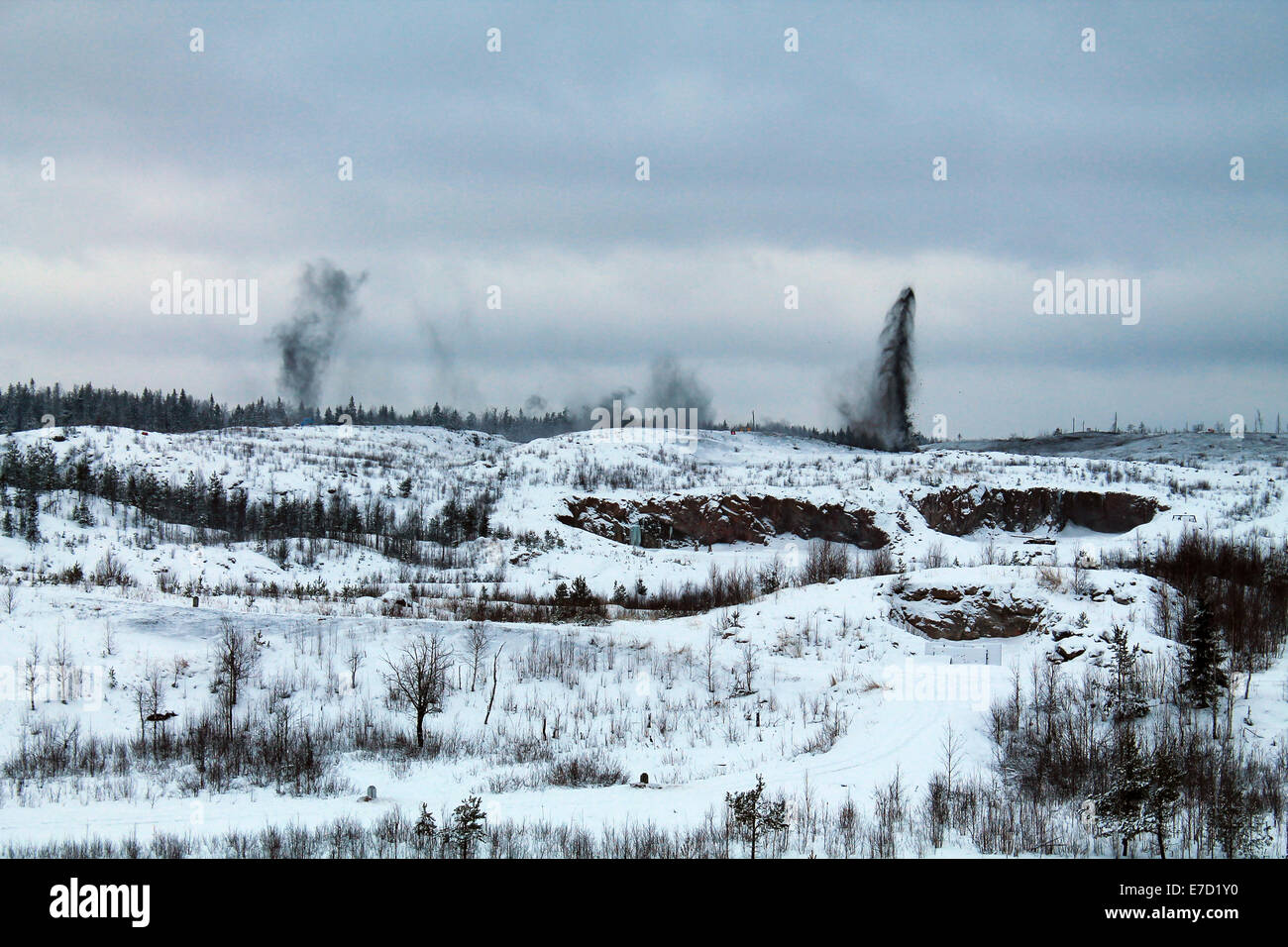 Artillery Fire in Pahkajärvi, Finland Stock Photo