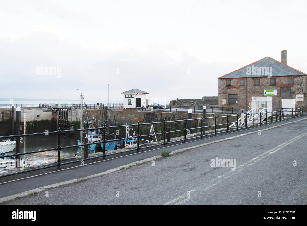 Porthcawl Marina - Jennings building on the right - oldest warehouse building from the original Porthcawl harbour Stock Photo