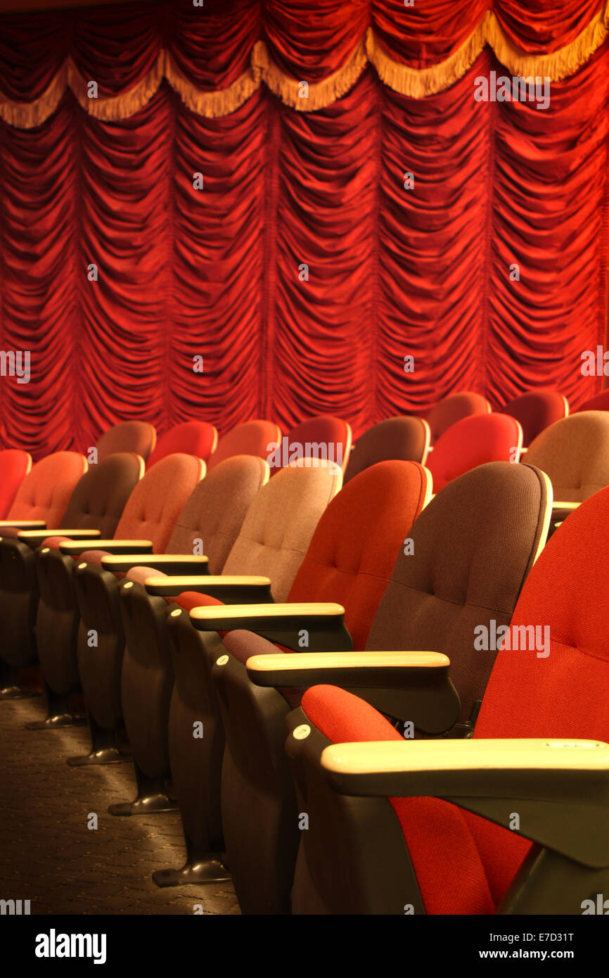 Row of seats in an empty theater Stock Photo
