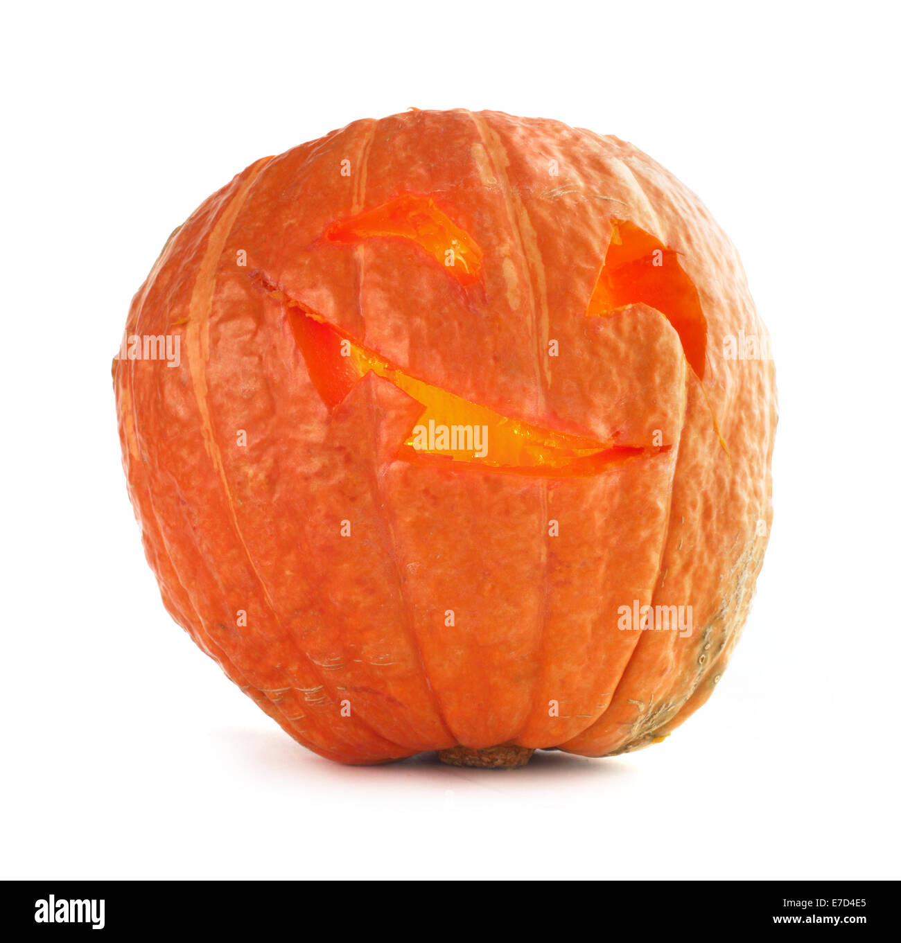 Glowing Halloween Pumpkin isolated on white background Stock Photo - Alamy