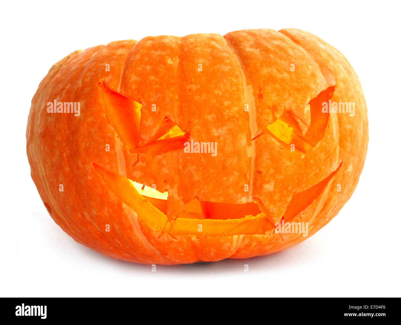 Glowing Halloween Pumpkin isolated on white background Stock Photo - Alamy