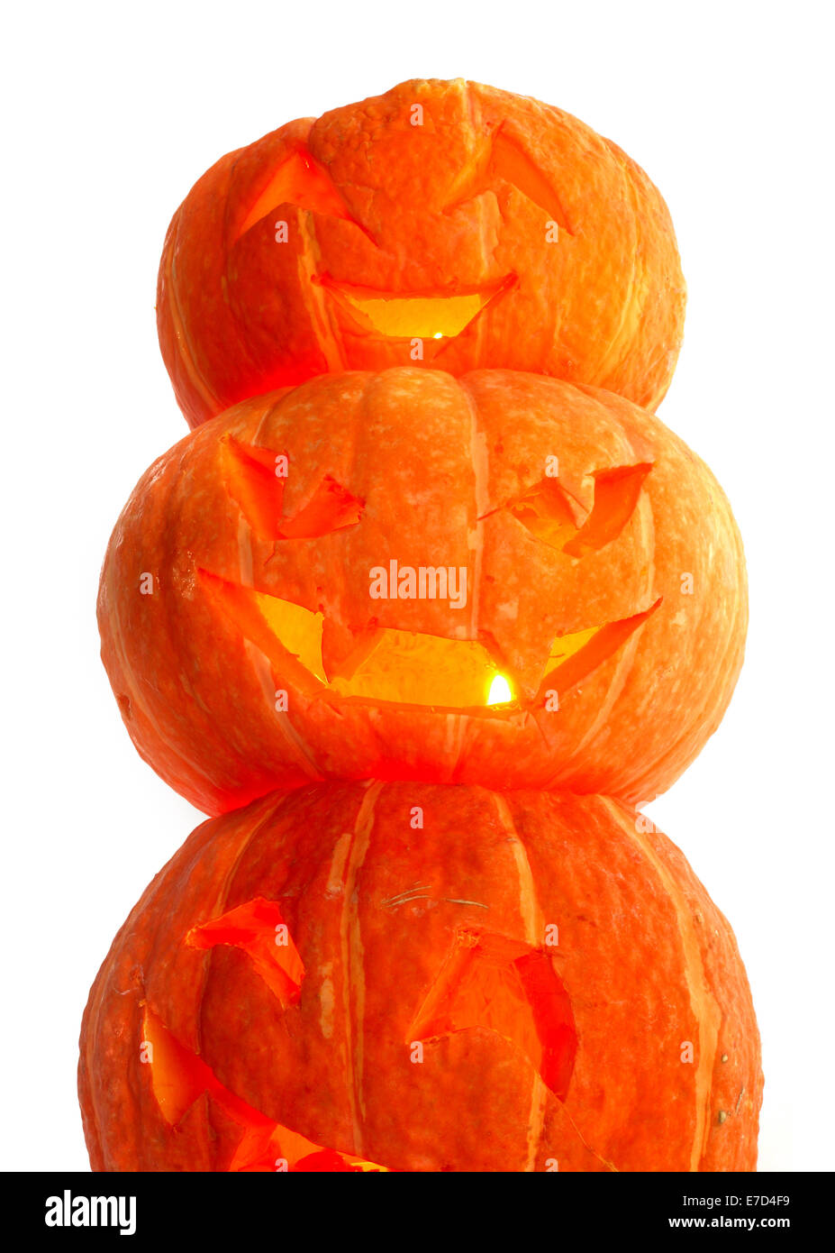Glowing Halloween Pumpkins isolated on white background Stock Photo - Alamy