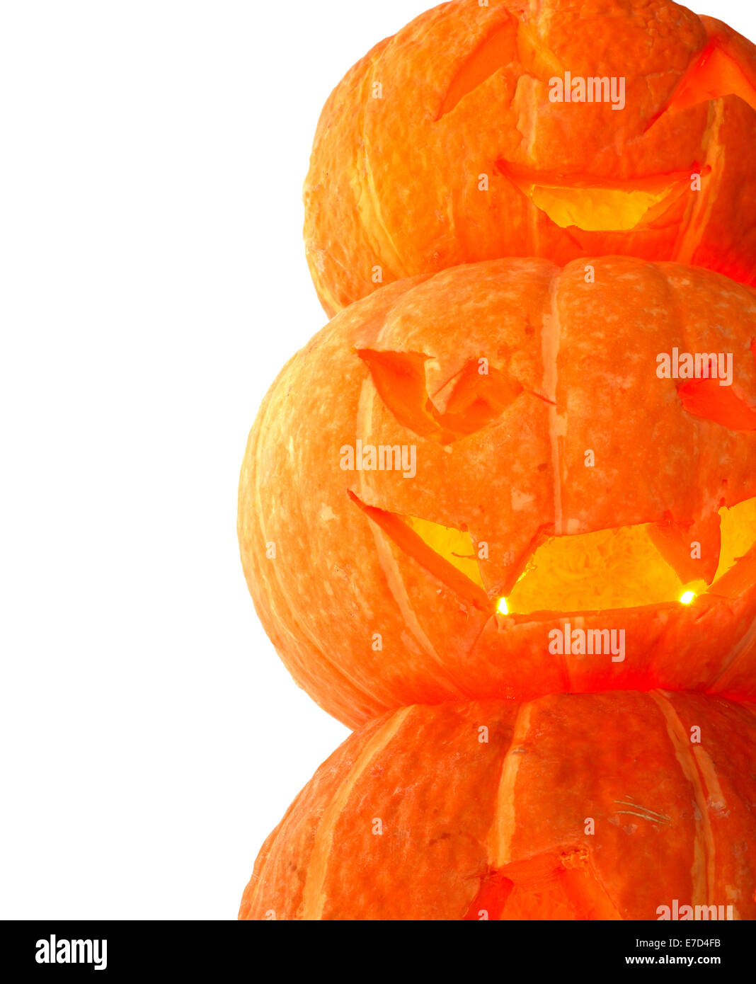 Glowing Halloween Pumpkins isolated on white background Stock Photo - Alamy