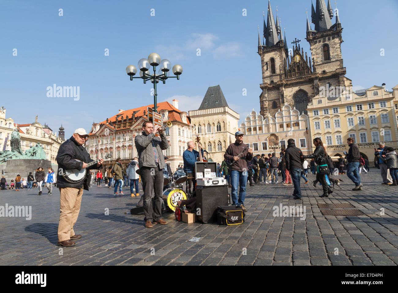 Band playing in Prague, Czech Republic Stock Photo
