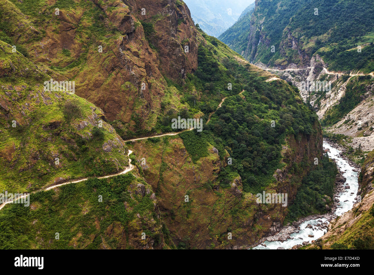 Mountain path in Himalaya mountains, Nepal. Stock Photo