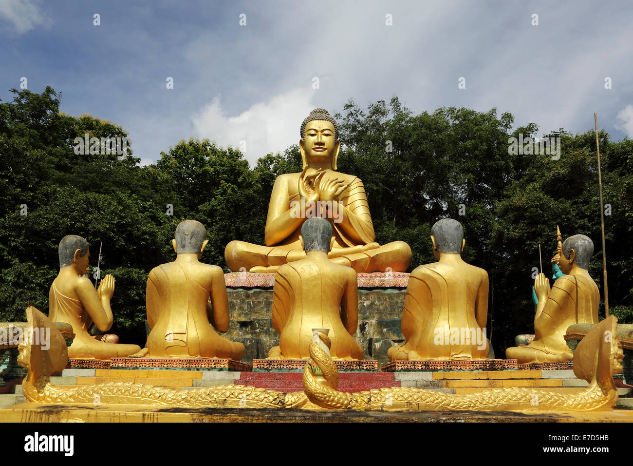 Golden Buddha statue at Phnom Pros temple near Kampong Cham, Cambodia. Stock Photo