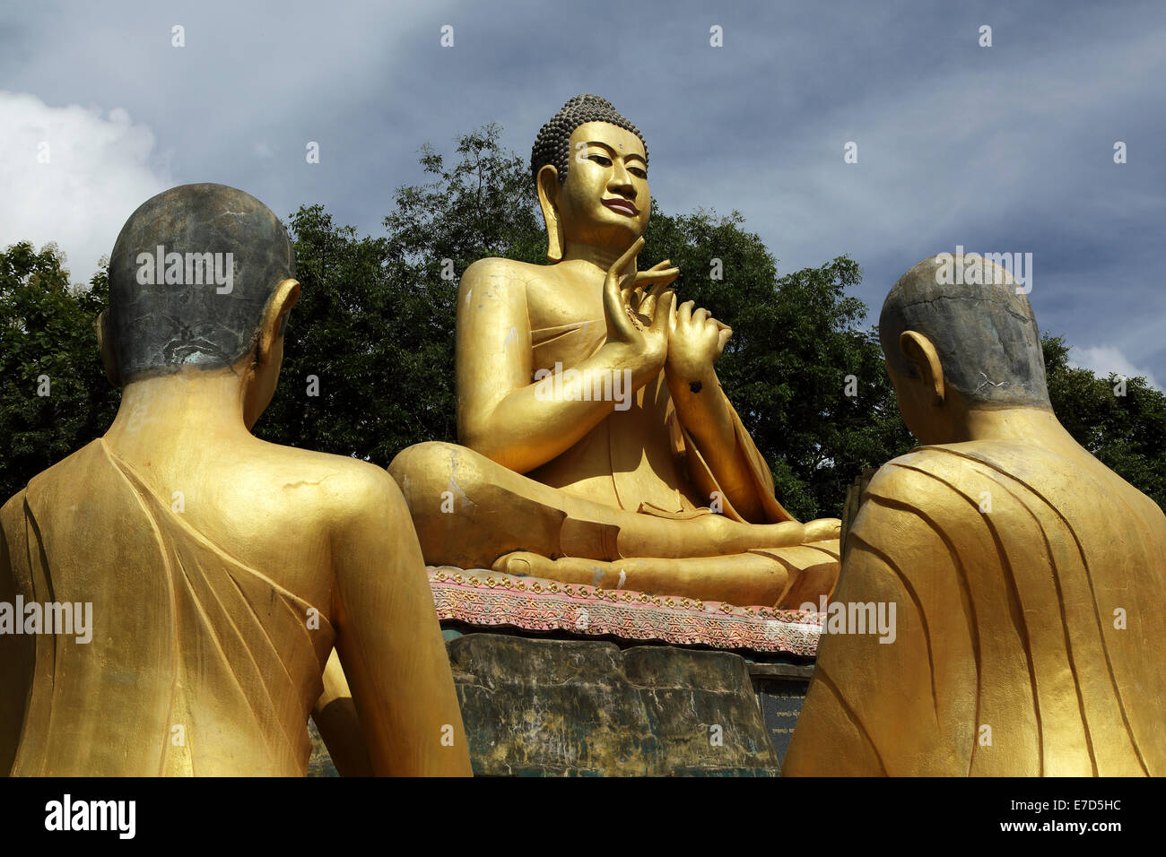 Golden Buddha statue at Phnom Pros temple near Kampong Cham, Cambodia. Stock Photo