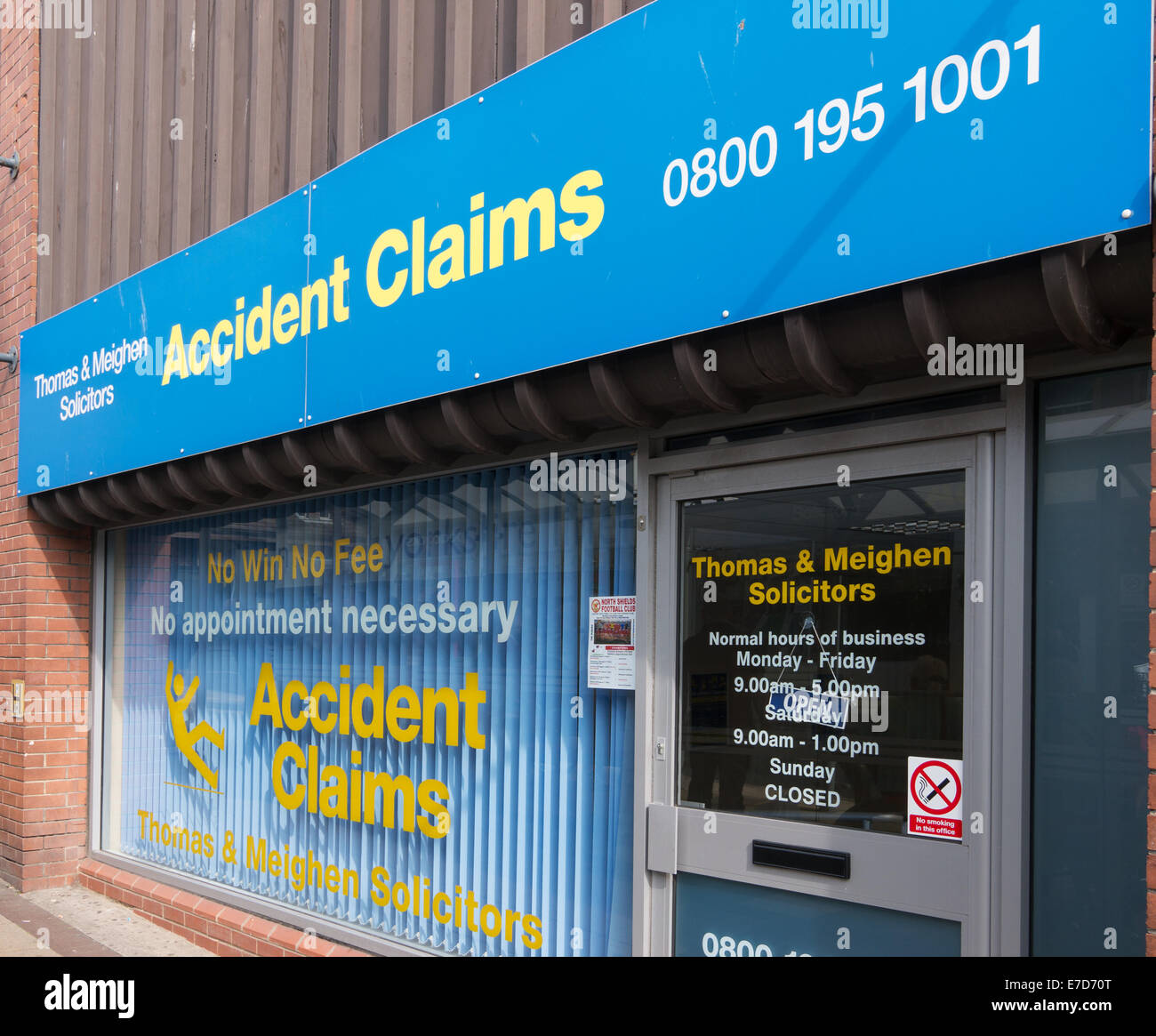 Thomas & Meighen solicitors' office , Accident Claims, North Shields, North East, England, UK Stock Photo