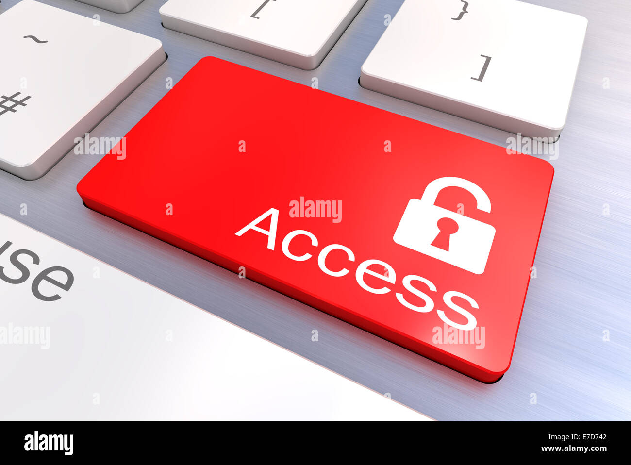 A Colourful 3d Rendered Illustration showing a Access Security concept on a Computer Keyboard Stock Photo
