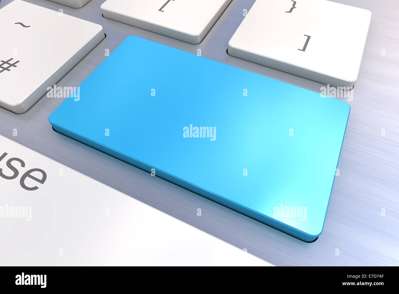 A Colourful 3d Rendered Illustration showing a Blank Blue Keyboard concept on a Computer Keyboard Stock Photo