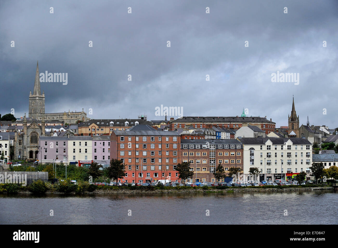 Foyle embankment on the River Foyle,  Derry, Londonderry, Northern Ireland Stock Photo