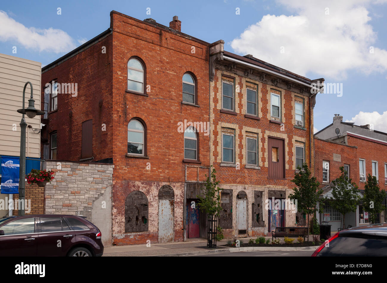 Two derelict turn of the century buildings in downtown Caledonia