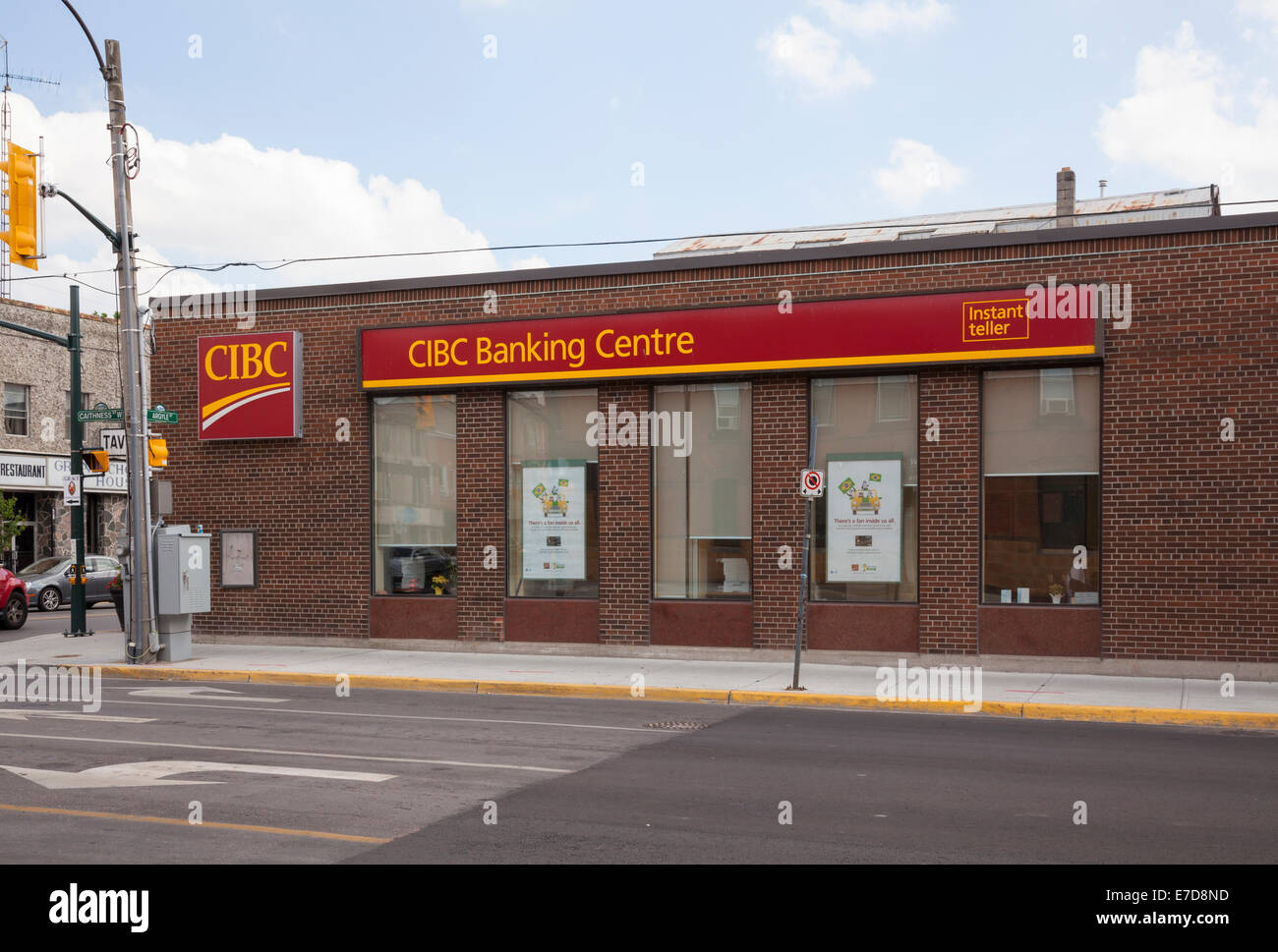 A dated 'CIBC' bank building in downtown Caledonia, Ontario, Canada. Stock Photo