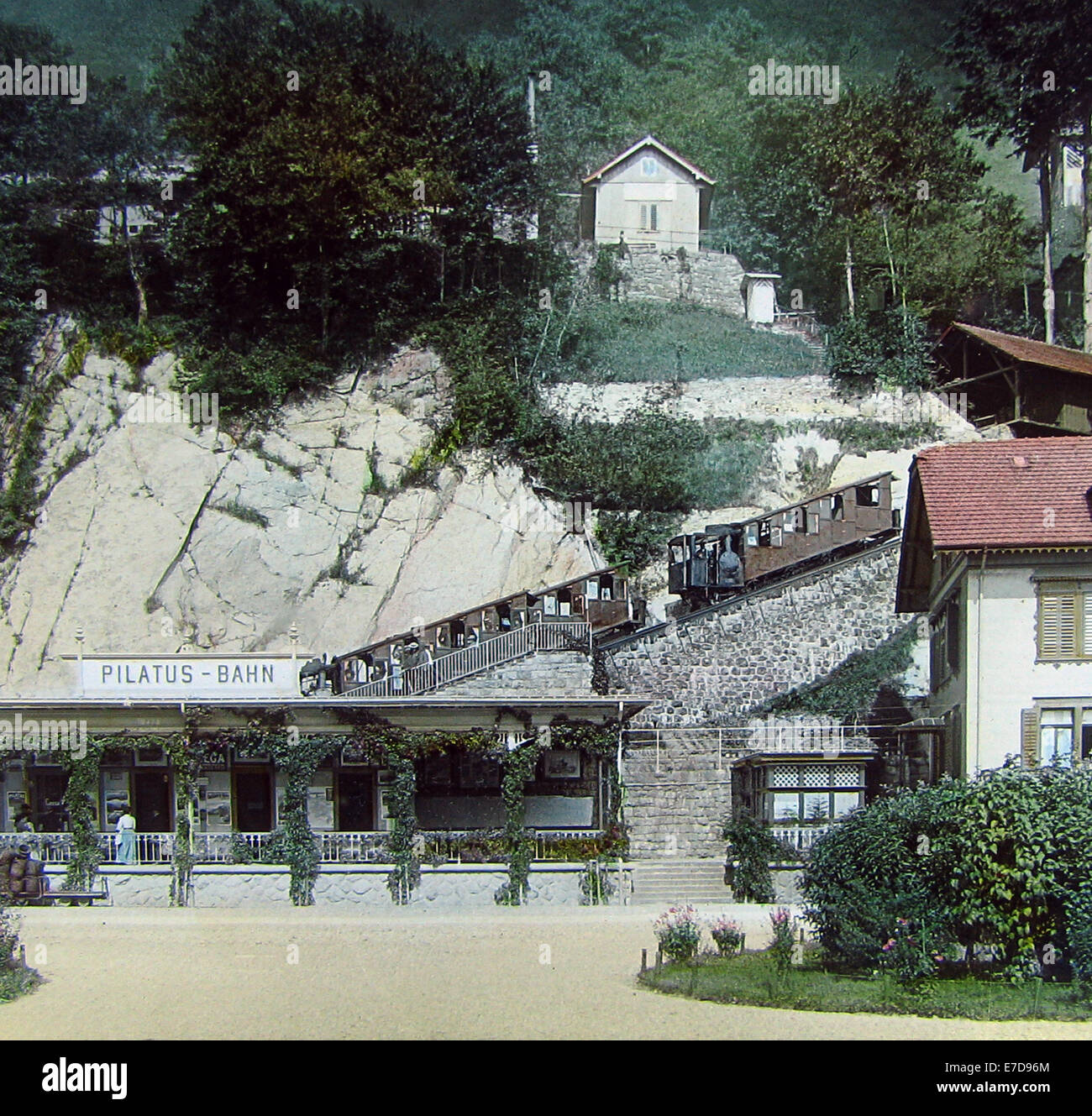 Alpnach Station Pilatus Railway Switzerland Victorian period Stock Photo
