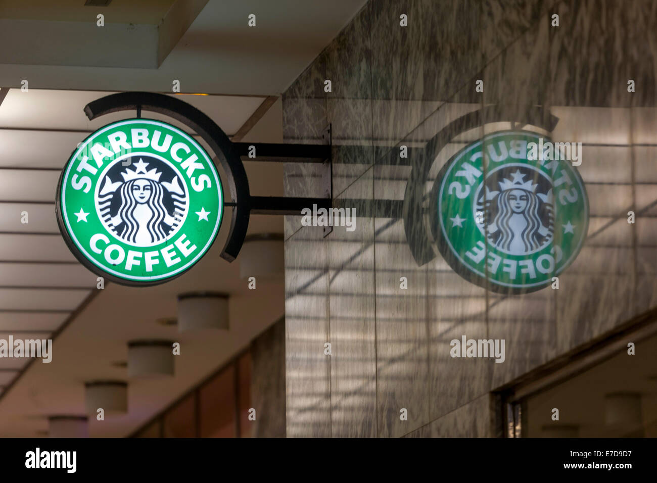 Starbucks Coffee sign Prague Czech Republic Stock Photo