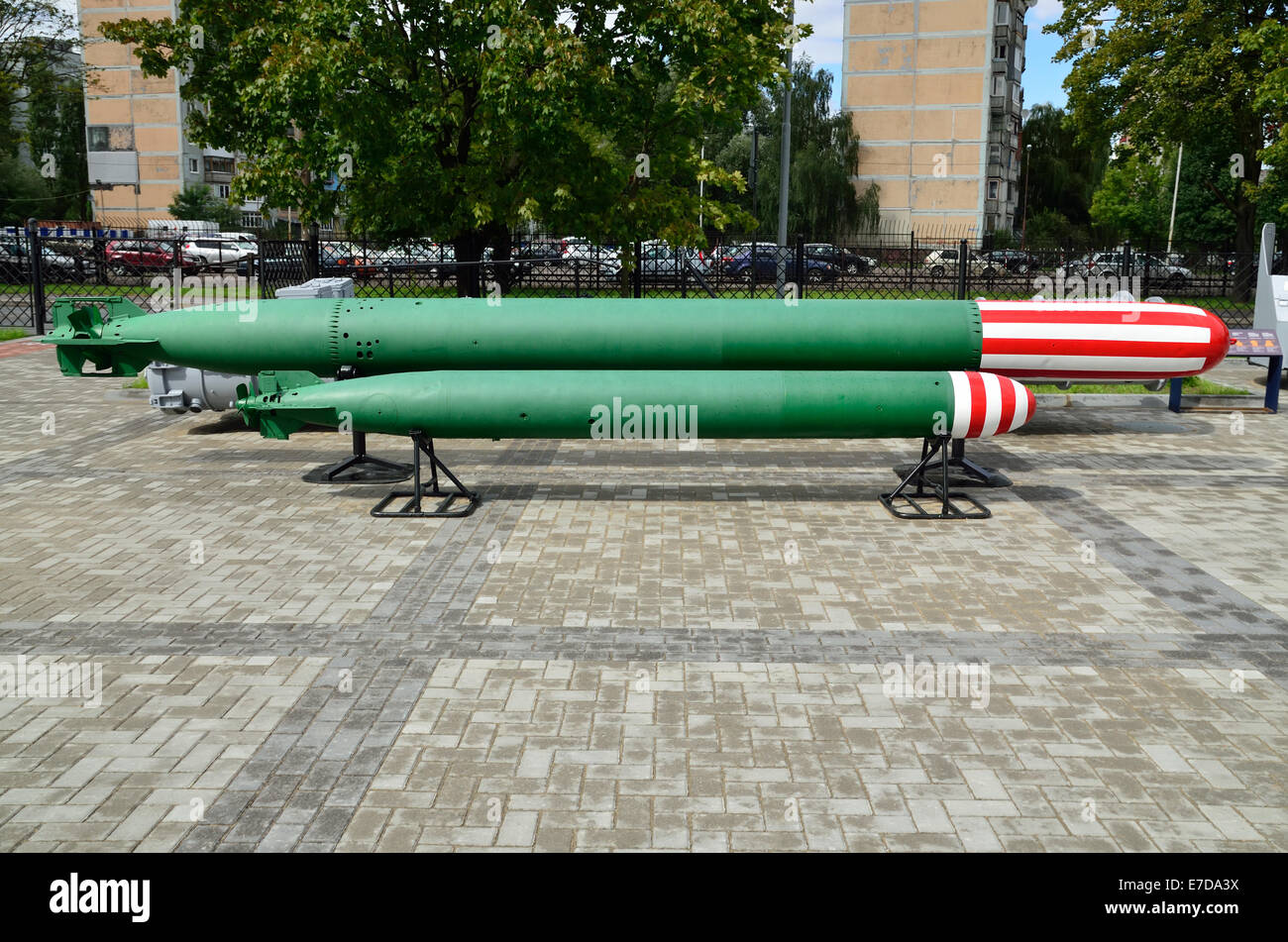 Soviet anti-submarine homing torpedoes. Kaliningrad (formerly Koenigsberg), Russia Stock Photo