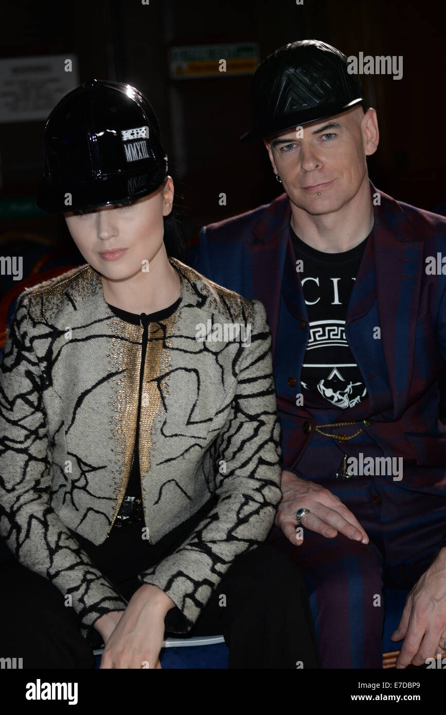 London,England,14th Sept 2014 : Singer/DJ Viktoria Modesta and David TG attends Lismore showcases new collection at the LFW s/s 2015: Sorapol catwalk show at The Royal College of Surgeons in London. Photo by See Li Stock Photo