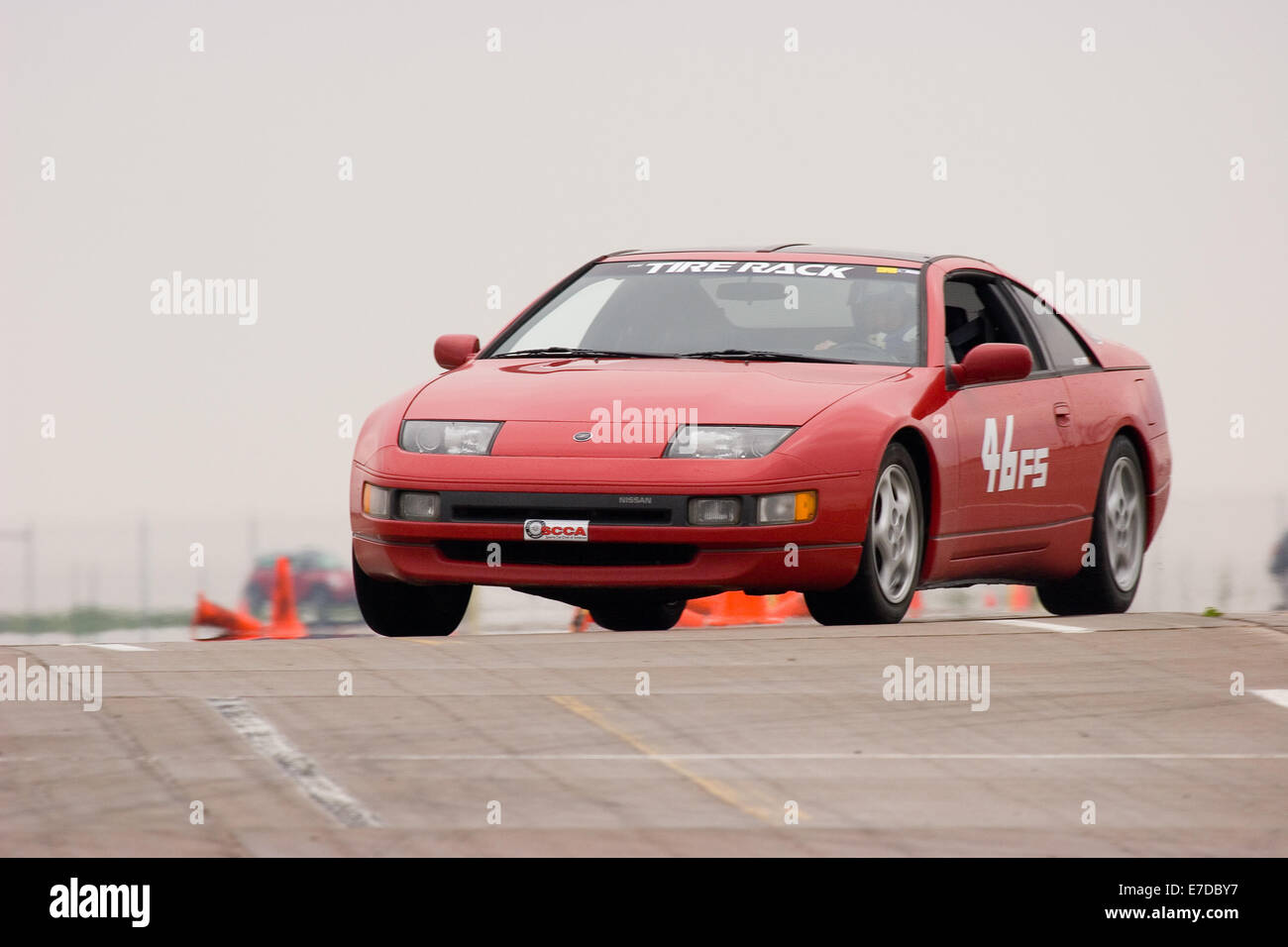 A 1990 Red Nissan 300ZX in an autocross race at a regional Sports Car Club of America (SCCA) event Stock Photo