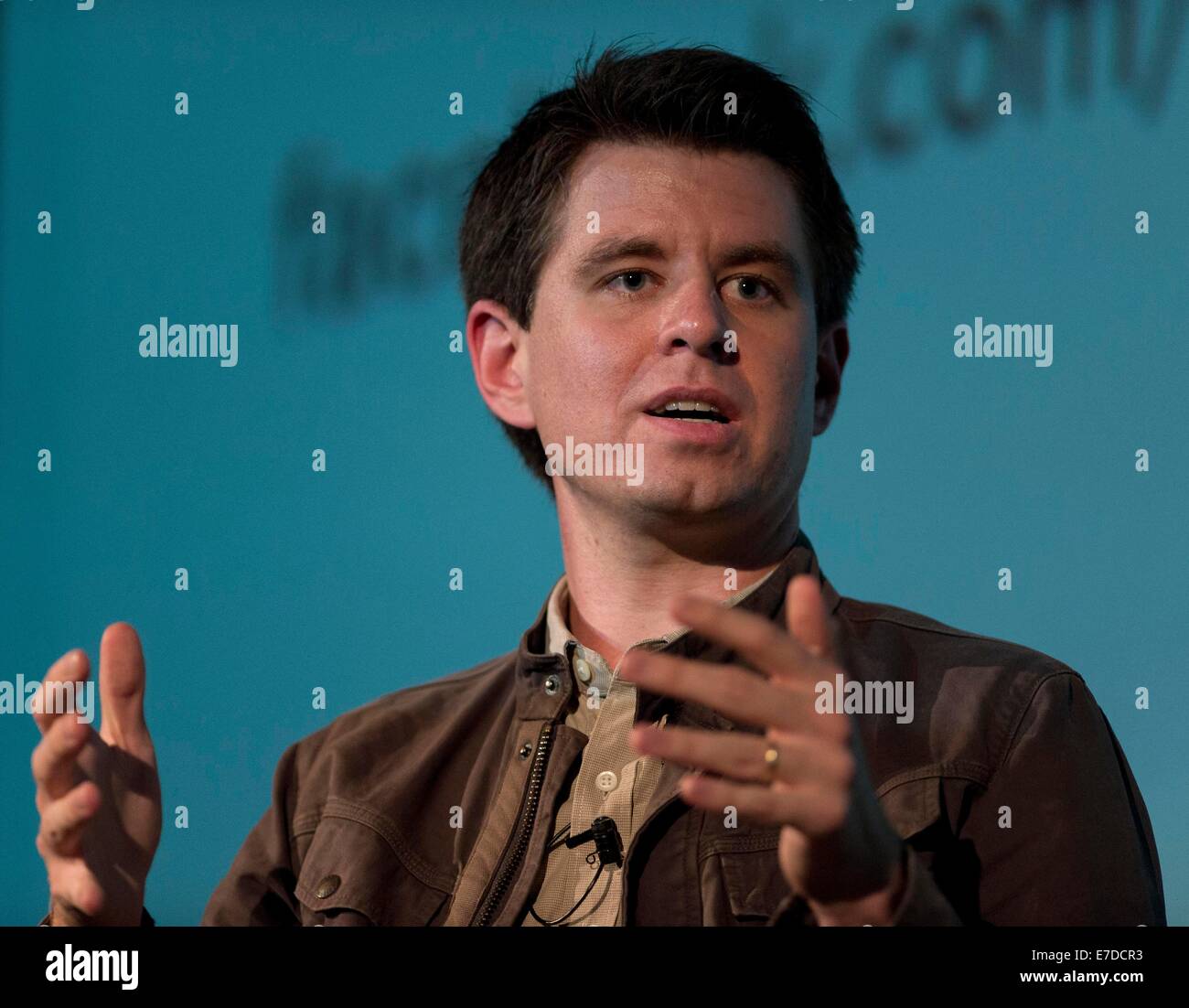 Santa Monica, California, USA. 14th Sep, 2014. RANDALL MUNROE, author of the web comic xkcd and the New York Times best seller, 'What If?: Serious Scientific Answers to Absurd Hypothetical Questions, ' discusses his career during a Live Talks LA event at The Aero Theatre. Credit:  Brian Cahn/ZUMA Wire/Alamy Live News Stock Photo