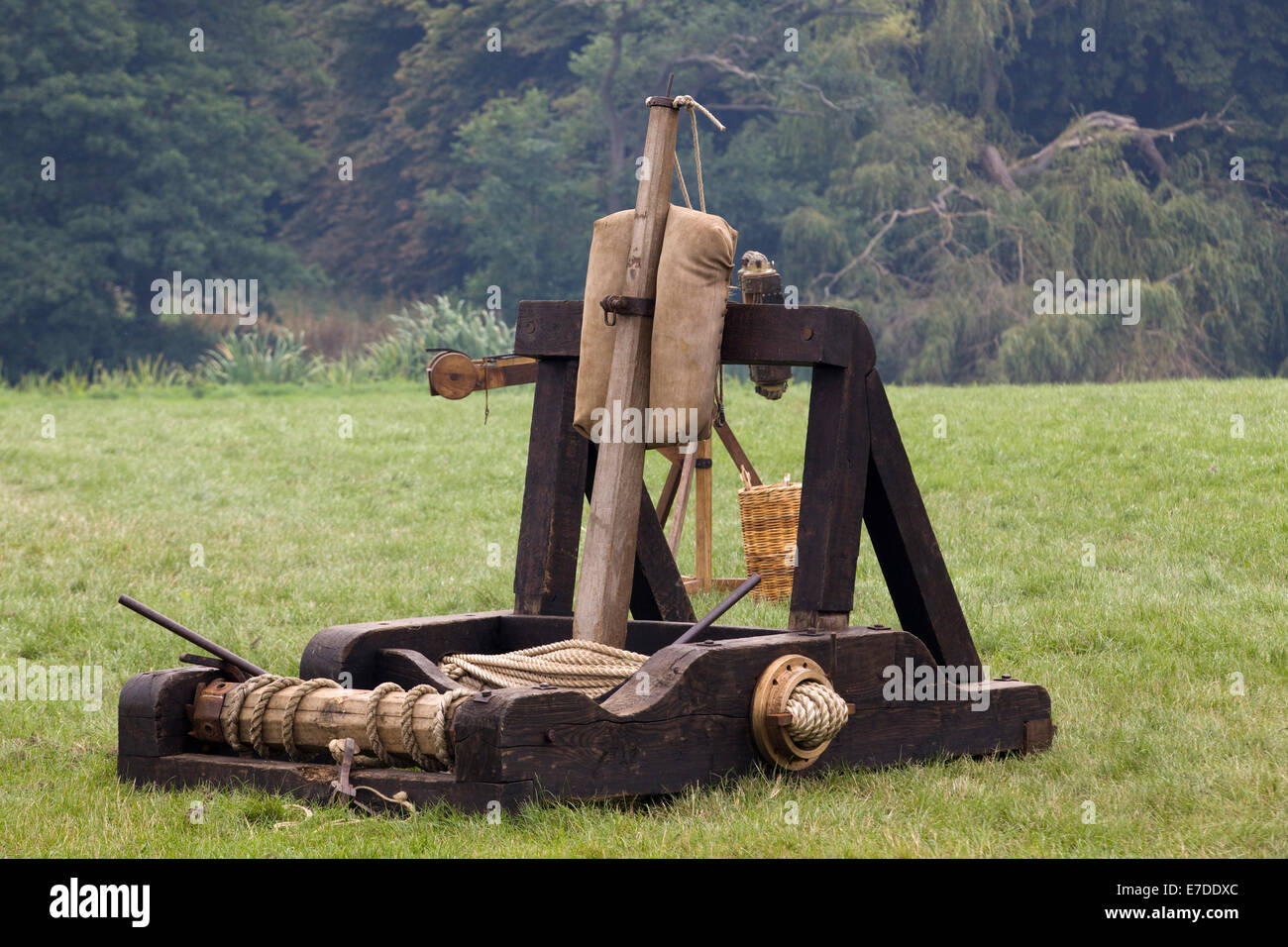 Roman siege engine The onager on the battlefield at a reenactment Stock Photo