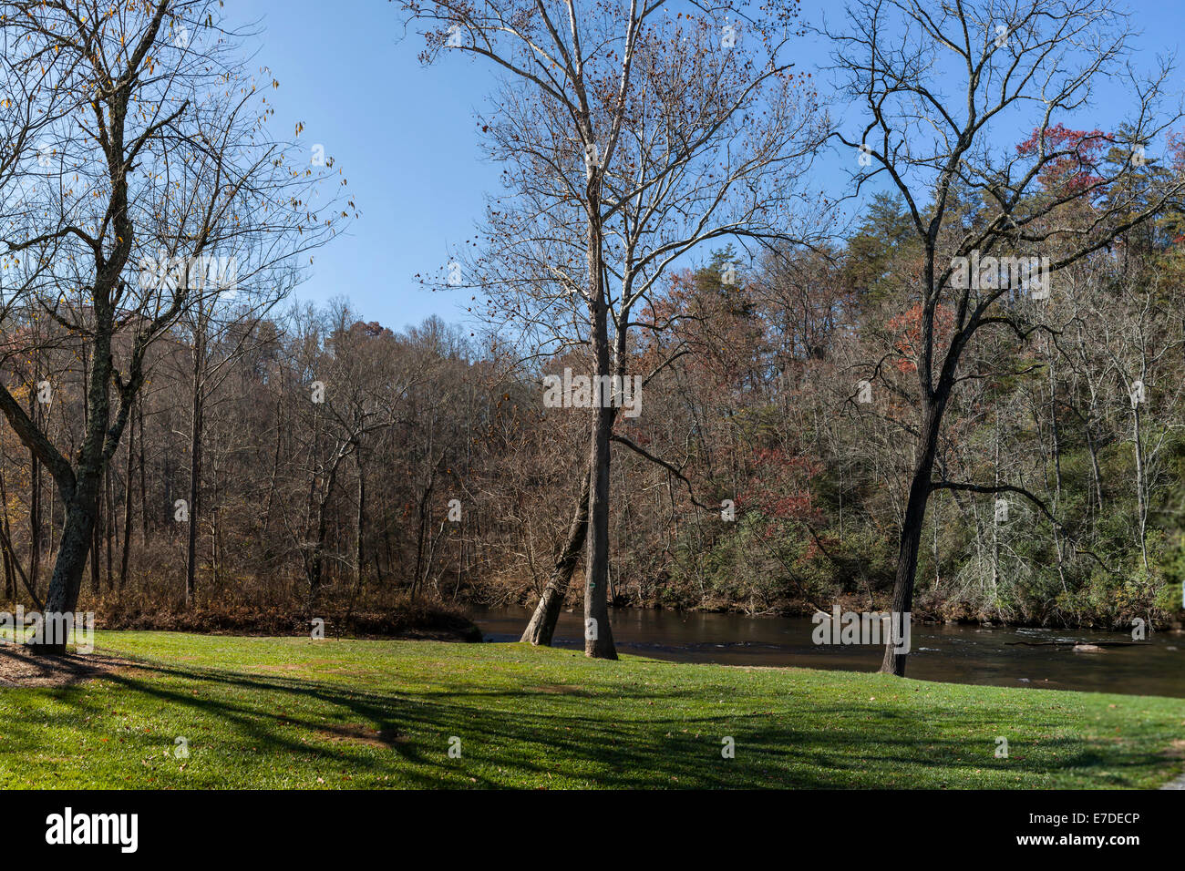 Scenic Nantahala National Forest roadside park on the Tuckasegee River