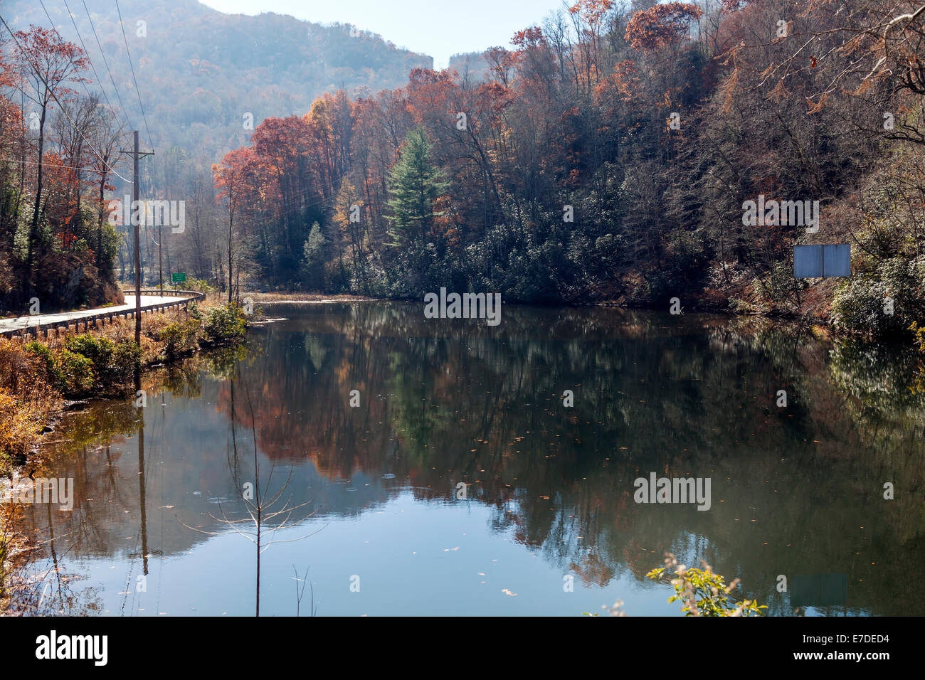 Tuckasegee Lake and dam in the West Fork Tuckasegee River along scenic