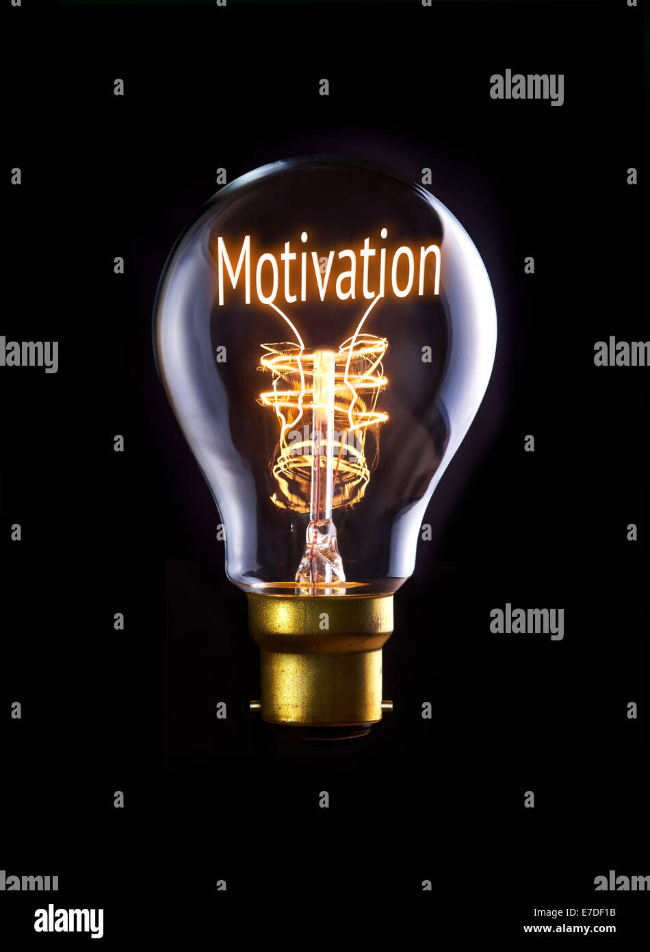Motivation concept in a filament lightbulb Stock Photo - Alamy