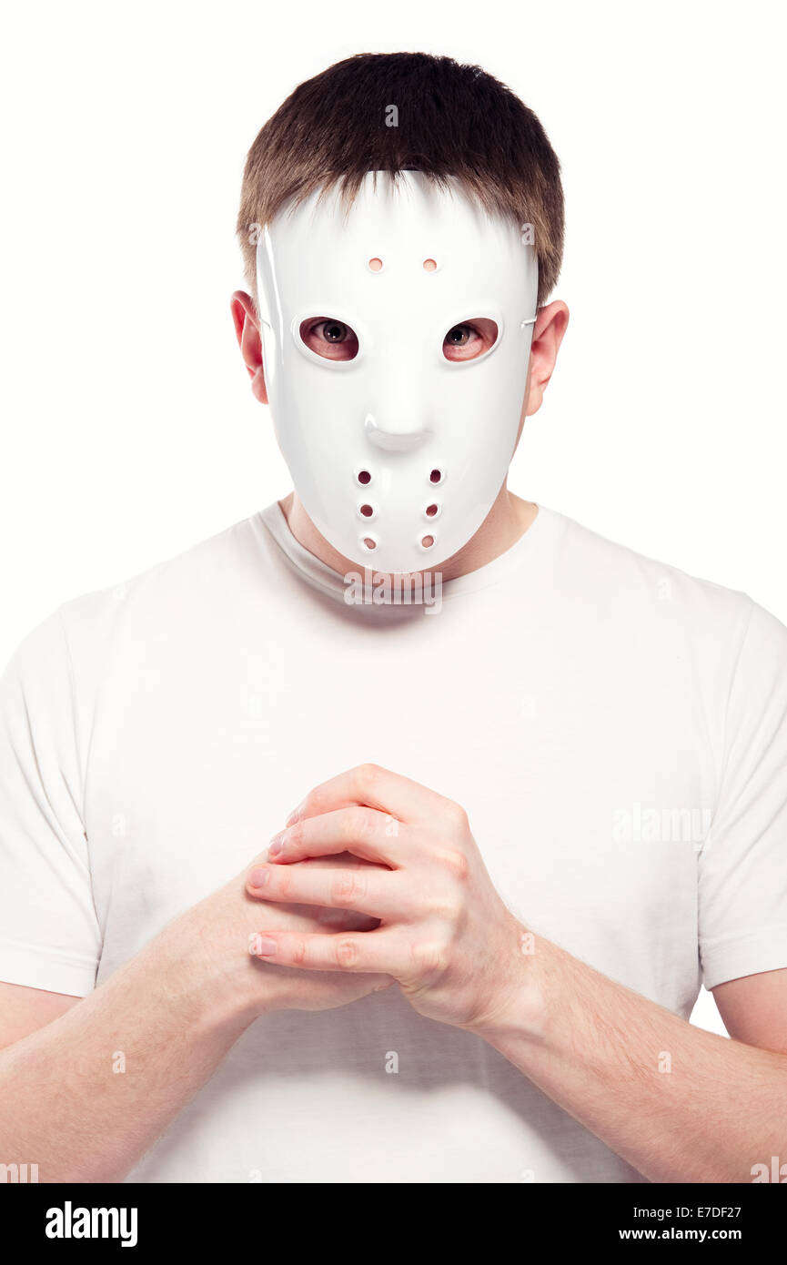 Man wearing hockey mask Stock Photo Alamy