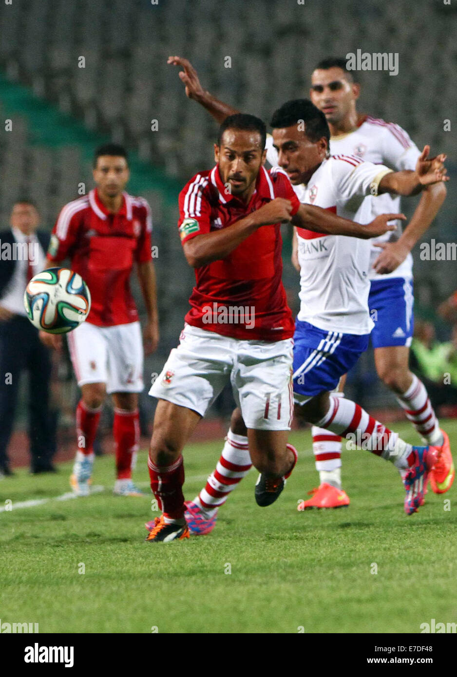 Al Ahly players compete against with Zamalek players ...