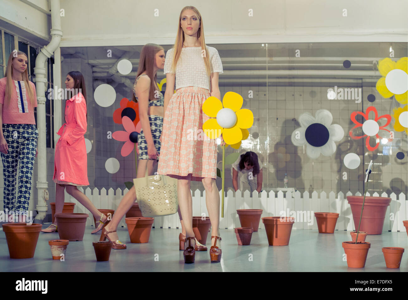 London Fashion Week presentation. Orla Kiely. 2014 Stock Photo Alamy