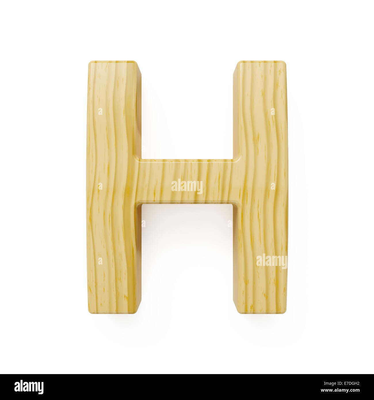 Wood alphabet letter symbol - H. Isolated on white background Stock Photo