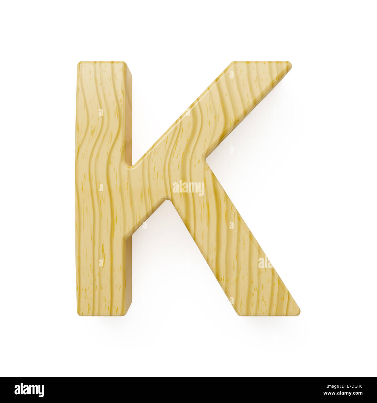 Wood alphabet letter symbol - K. Isolated on white background Stock Photo