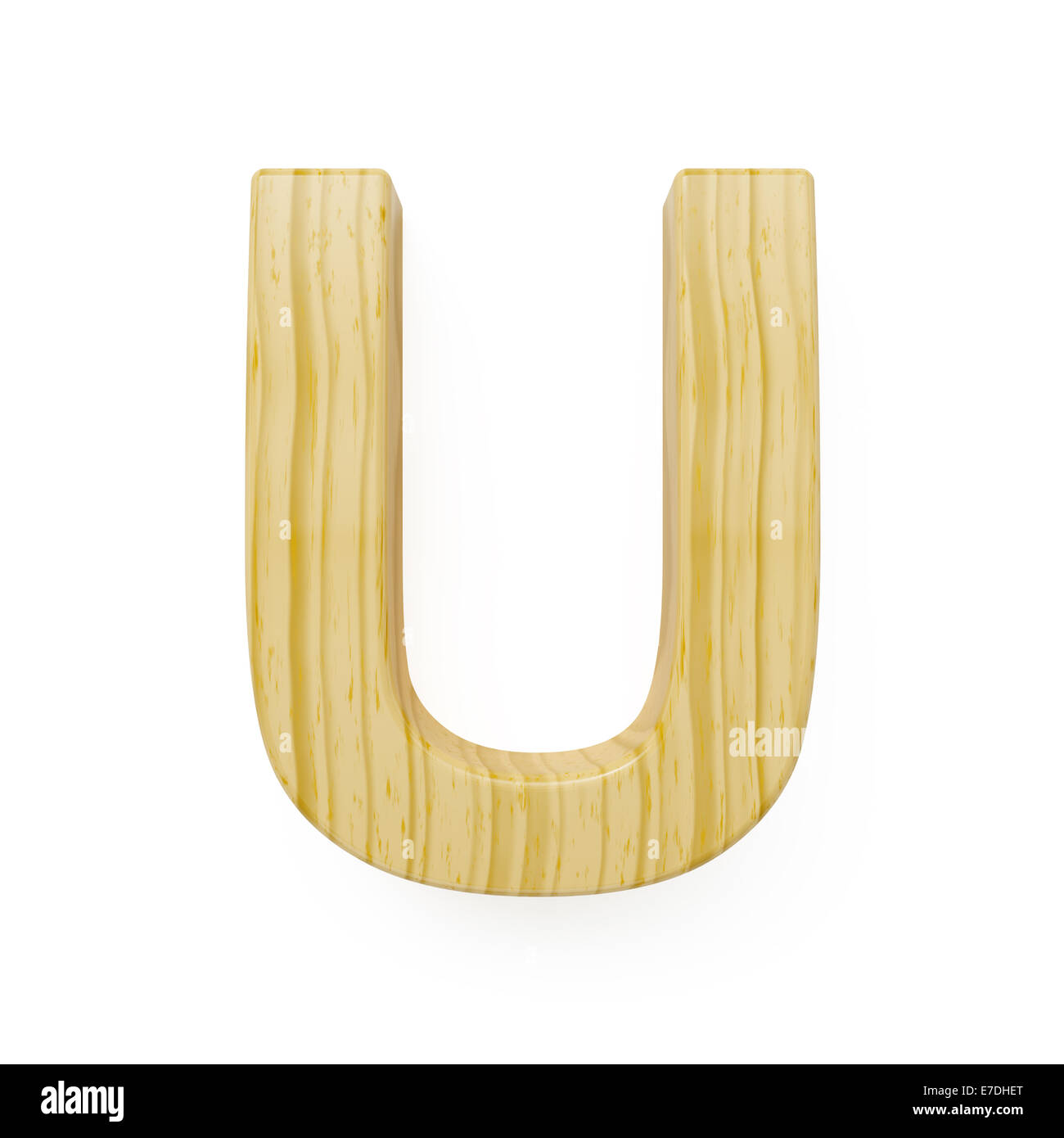 Wood alphabet letter symbol - U. Isolated on white background Stock Photo