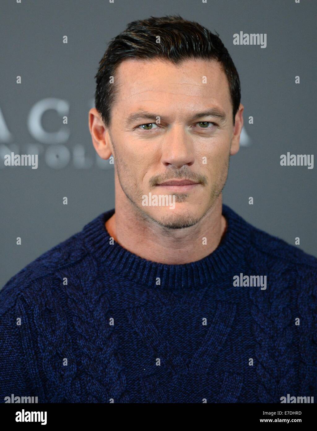 Berlin, Germany. 15th Sep, 2014. The British actor Luke Evans poses at a photocall for the movie 'Dracula Untold' in Berlin, Germany, 15 September 2014. The movie comes to the theaters on 02 October 2014. PHOTO: BRITTA PEDERSEN/DPA/Alamy Live News Stock Photo