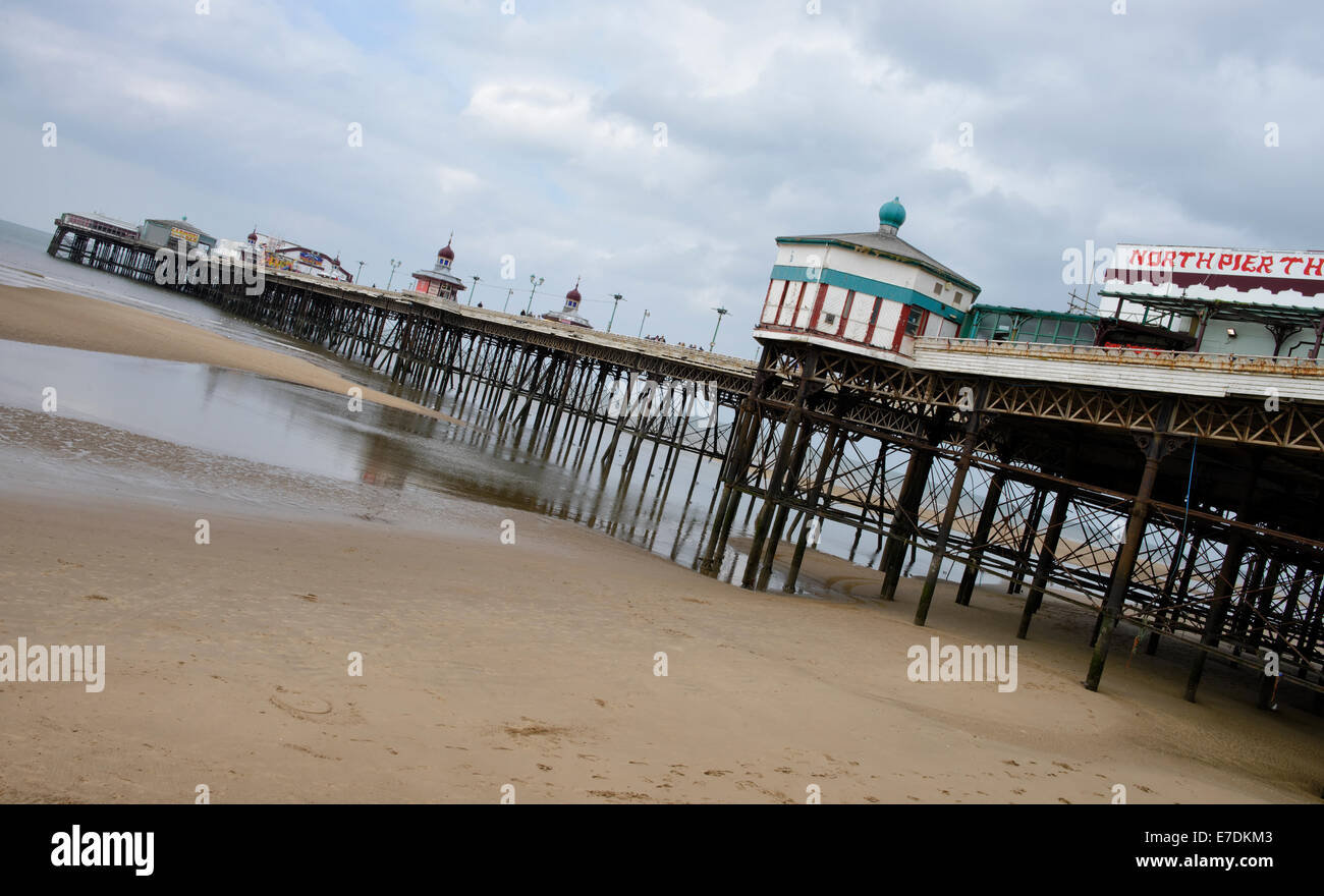North Pier at low tide,  in Blackpool, Lancashire Stock Photo