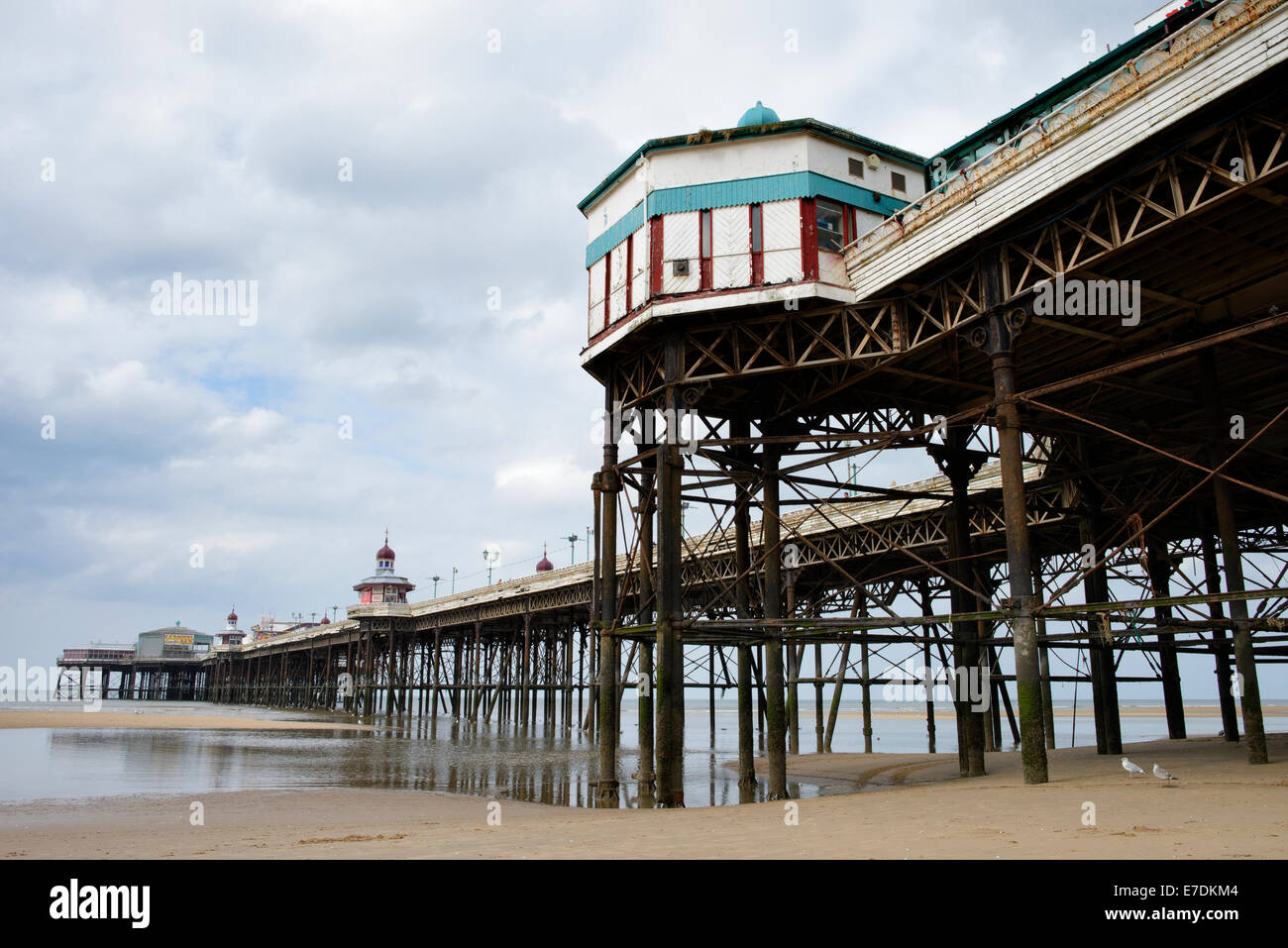 North Pier at low tide,  in Blackpool, Lancashire Stock Photo