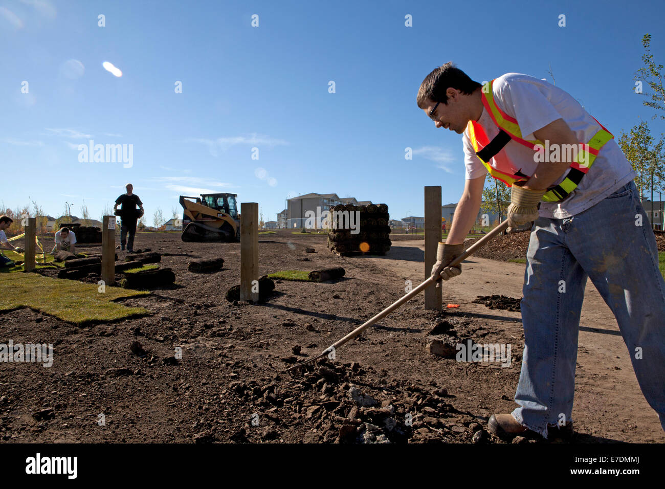Caandian Construction workers, Fort McMurray, Alberta, Canada Stock