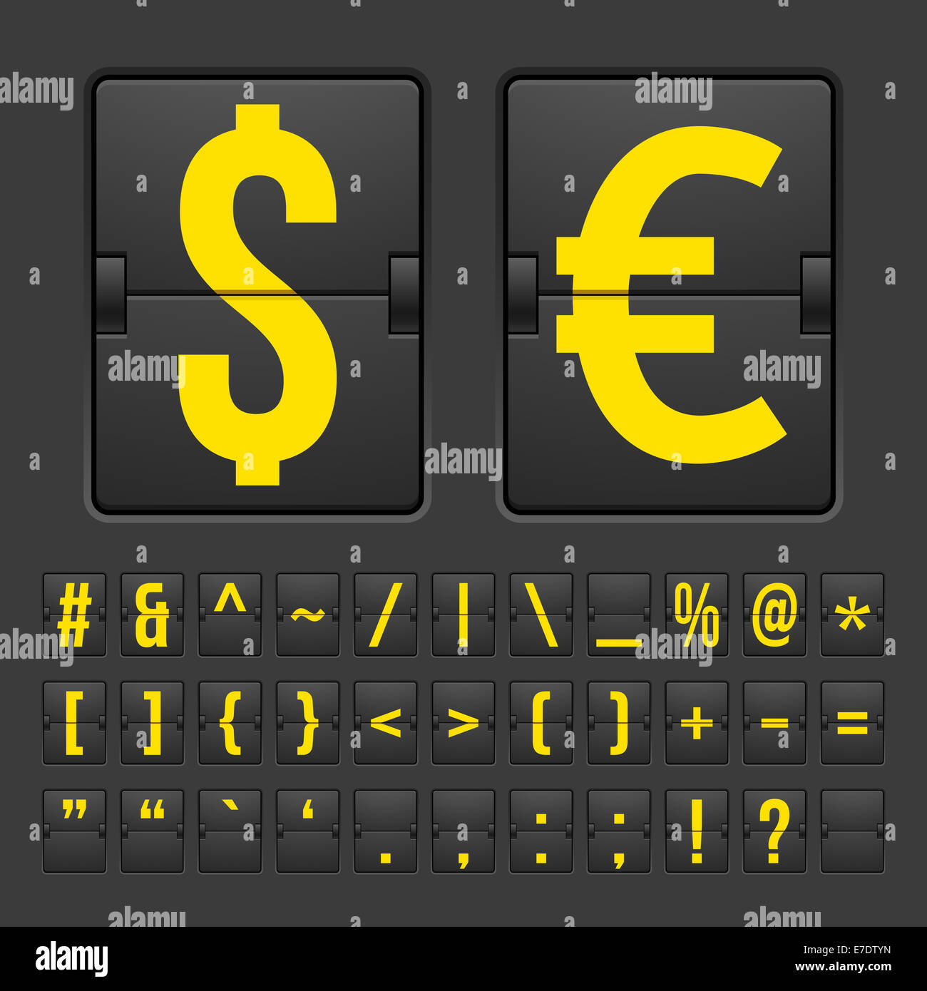 Scoreboard symbols alphabet mechanical panel Stock Photo