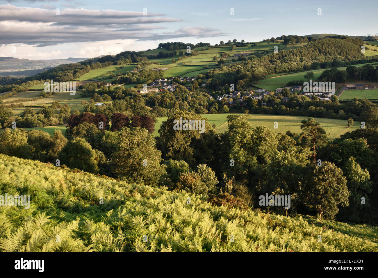 The village of Erwood in the hills of mid Wales, above the River Wye near Builth Wells Stock Photo